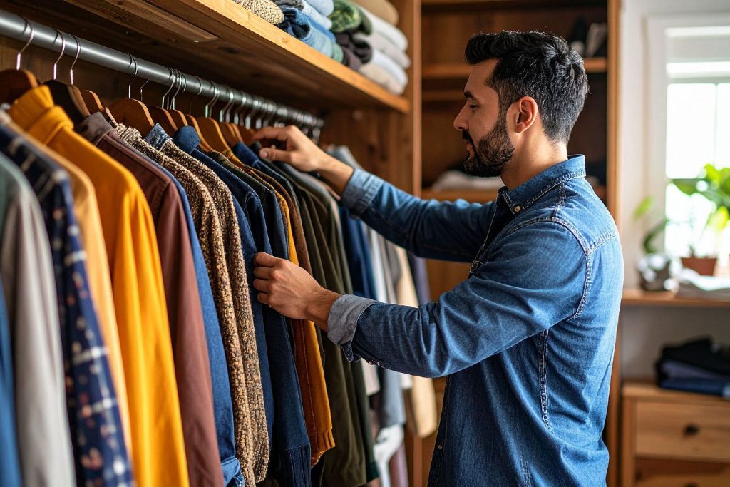 Mężczyzna wybierający ubrania
